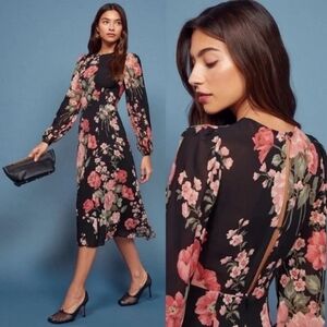 Reformation Luanne Floral Long Sleeve Midi Dress